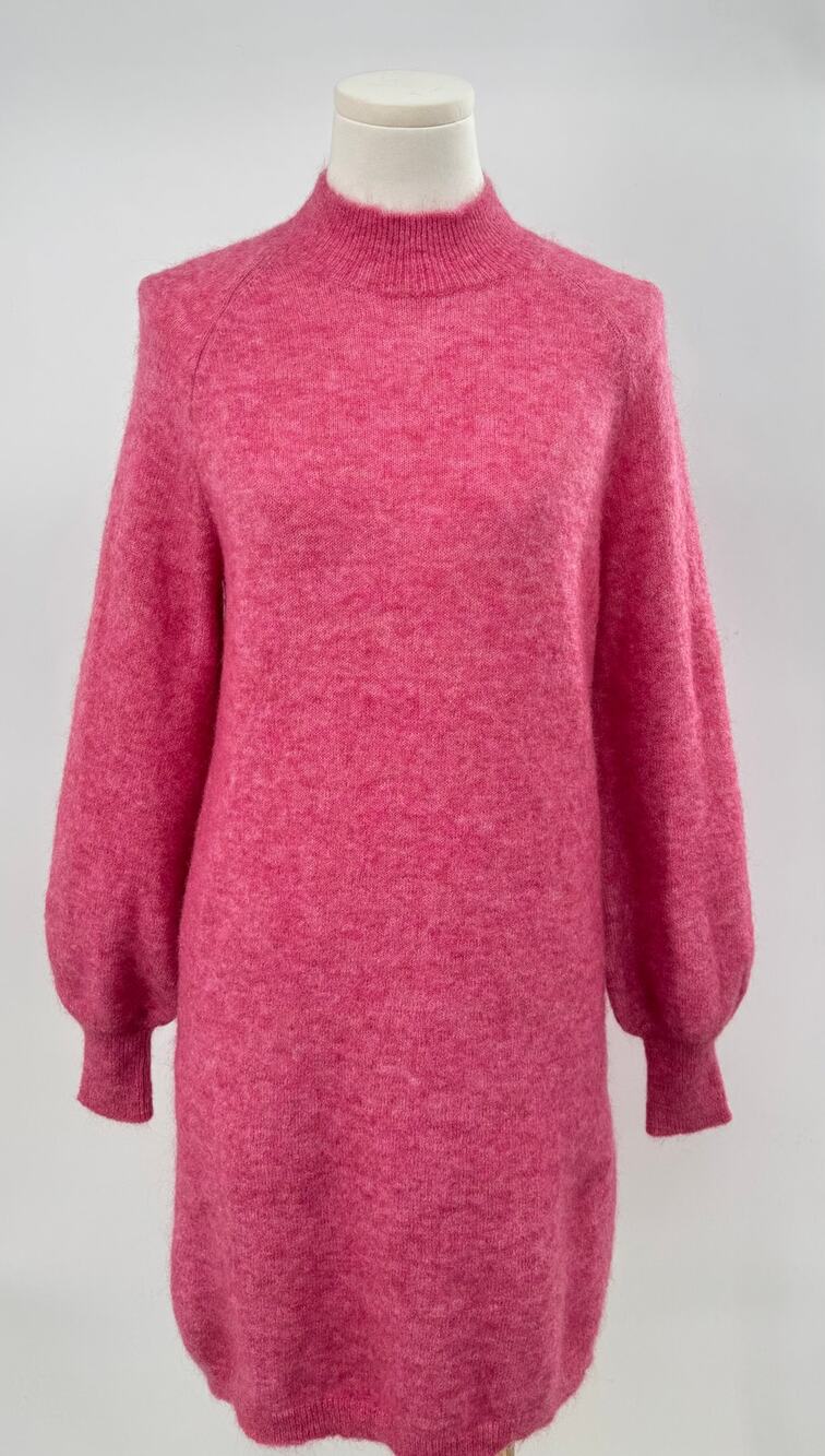 Sezane Pink Mohair Wool Sweater Dress Mock Neck Knit Mini S